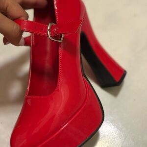 Ellie Red Patent Mary Jane Heels